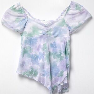 Full Tilt Floral Puff Sleeve Fairycore Babydoll Top | XL